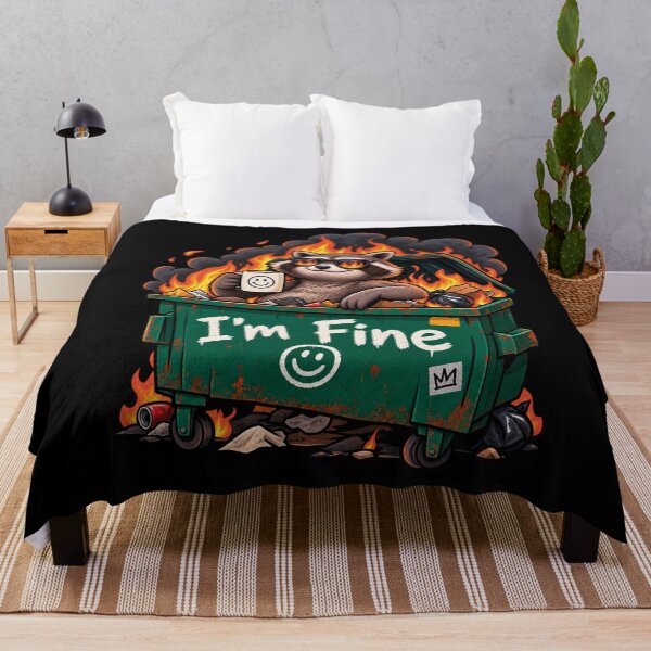 Item preview, Im Fine Dumpster Fire Raccoon Funny Sarcastic Meme designed and sold by CrazySzoopWorld.