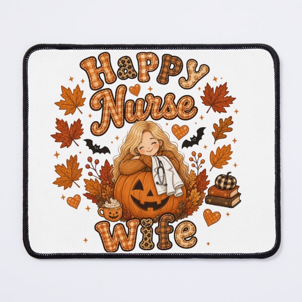 Item preview, Happy Nurse Wife Halloween Pumpkin Autumn Nurse Doctor Design designed and sold by TheChalkyFox.