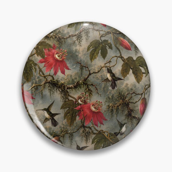 Item preview, Vintage Passionflower Hummingbird Pattern designed and sold by MysticCanvasAi.