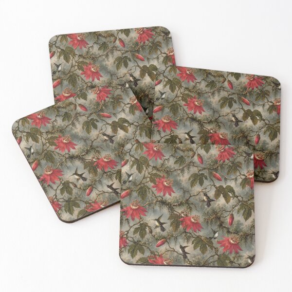 Item preview, Vintage Passionflower Hummingbird Pattern designed and sold by MysticCanvasAi.