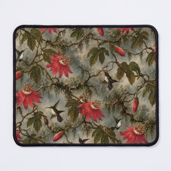 Item preview, Vintage Passionflower Hummingbird Pattern designed and sold by MysticCanvasAi.