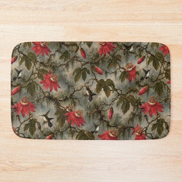 Item preview, Vintage Passionflower Hummingbird Pattern designed and sold by MysticCanvasAi.