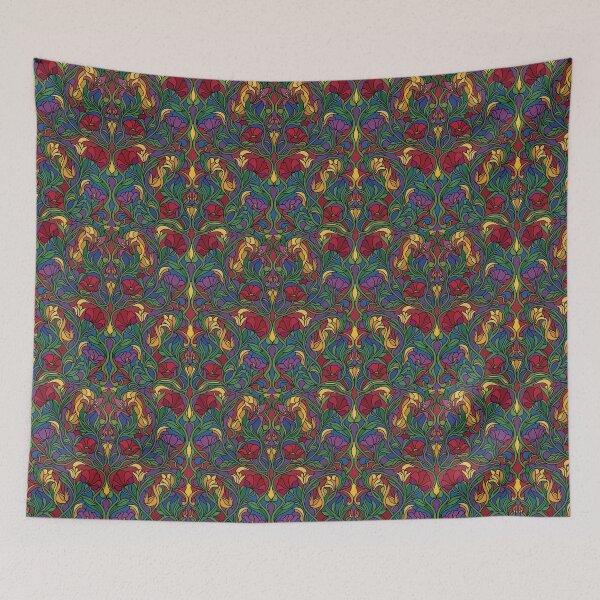 Item preview, Art Nouveau Floral Stained Glass Garden designed and sold by AIG - Andrei Ilie Graphics.