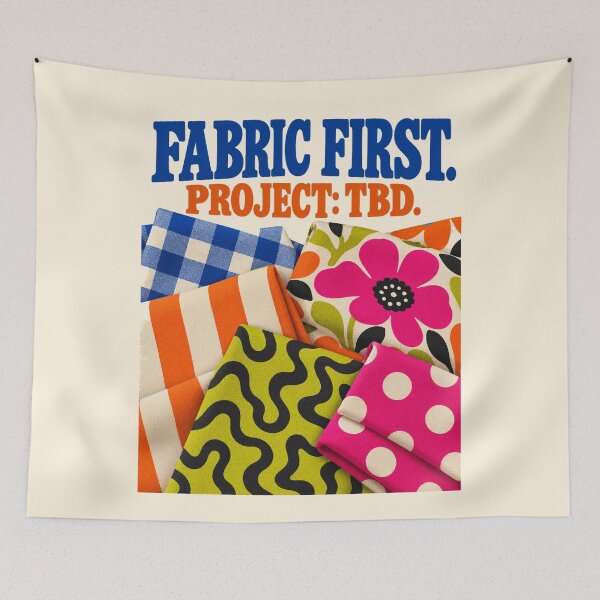 Item preview, Fabric First Project TBD – Funny Sewing Tote Bag for Fabric Lovers designed and sold by astersgraphics.