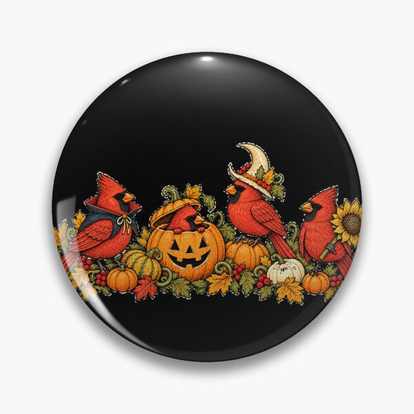 Item preview, Cardinals in a Halloween Pumpkin Patch designed and sold by AMICO77.