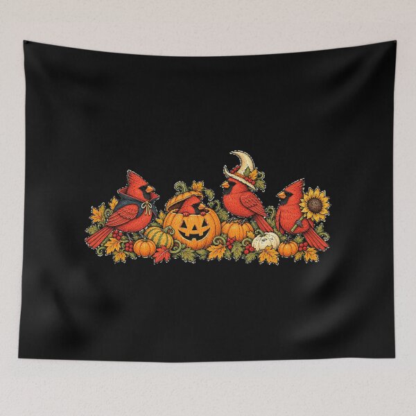 Item preview, Cardinals in a Halloween Pumpkin Patch designed and sold by AMICO77.