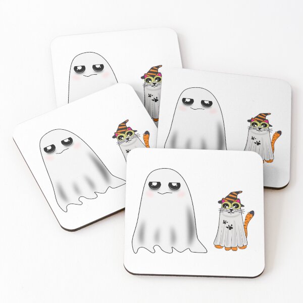 Item preview, Cute Halloween Ghost and Cat | Kawaii Spooky Friends Design designed and sold by ForcePrint.