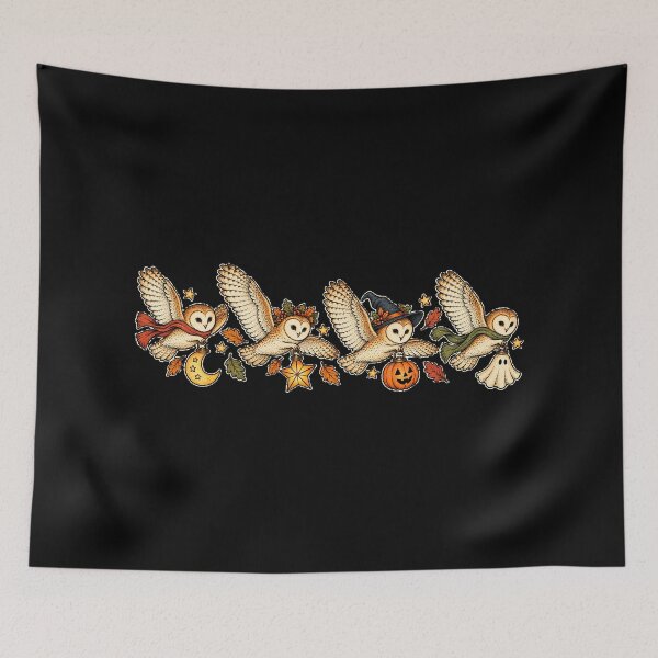 Item preview, Barn Owls Carrying Halloween Lanterns designed and sold by AMICO77.