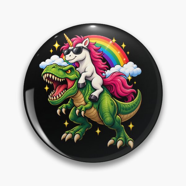 Artikelvorschau, Lustiges Einhorn reitet auf einem Dinosaurier (T-Rex) entworfen und verkauft von RetroOddity.