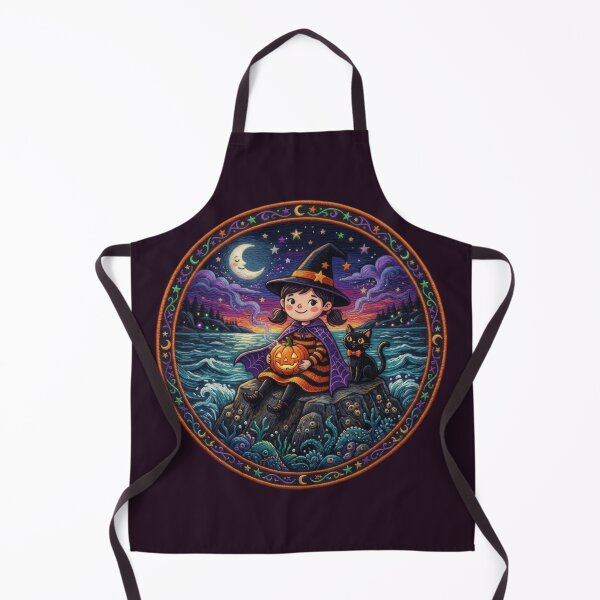 Item preview,  Kawaii design of a little witch and a black cat under the moonlight designed and sold by Azurart2.