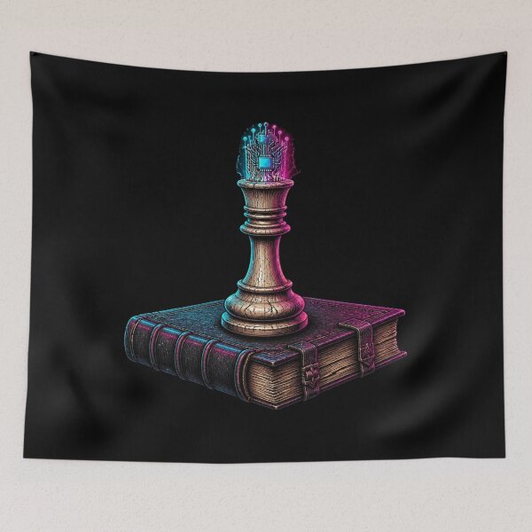 Item preview, Cyberpunk Neon Chess King Matrix Dark Academia Book designed and sold by LazyDayzCo.