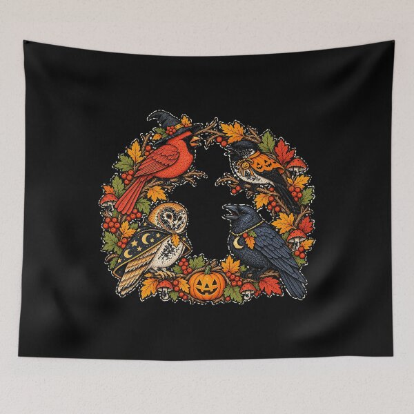 Item preview, Halloween Woodland Bird Wreath designed and sold by AMICO77.