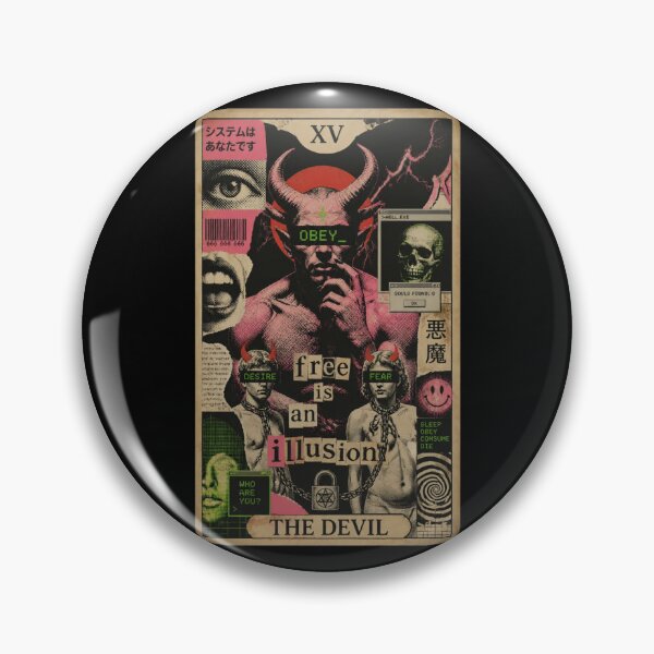 Item preview, The Devil XV Cyberpunk Tarot Card - Dystopian Obey Collage Art designed and sold by ERODED SELF.