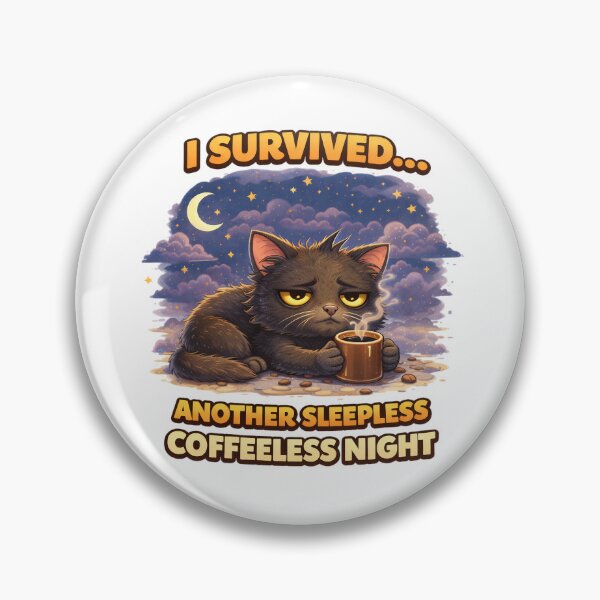 Item preview, Sleepless Cat Coffee Humor Survived Another Tired Night. designed and sold by The-T-In-Retro.