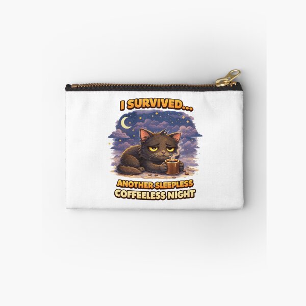 Item preview, Sleepless Cat Coffee Humor Survived Another Tired Night. designed and sold by The-T-In-Retro.