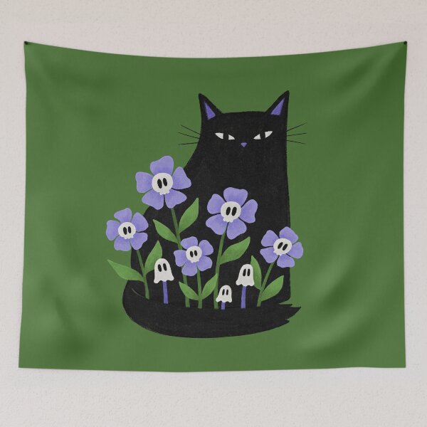 Item preview, Spooky Flower Cat designed and sold by Midnight Coffee.