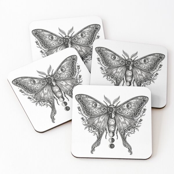 Item preview, Celestial Luna Moth - Vintage Moon Phases Mystic Butterfly Art designed and sold by Sanan Israyilli.