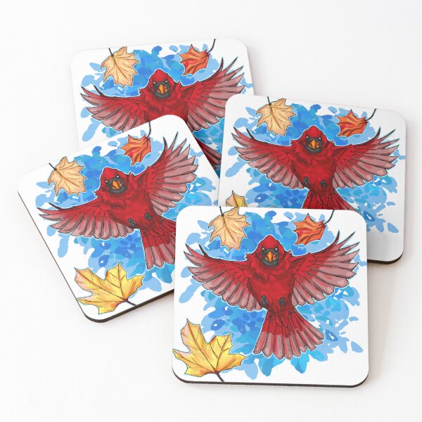 Item preview, Northern Cardinal Flying Among Fall Leaves designed and sold by Diamond-Graphic.