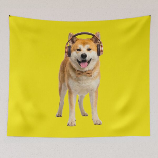 Item preview,  Akita Inu Dog with Bronze Headphones designed and sold by Sulco Design.