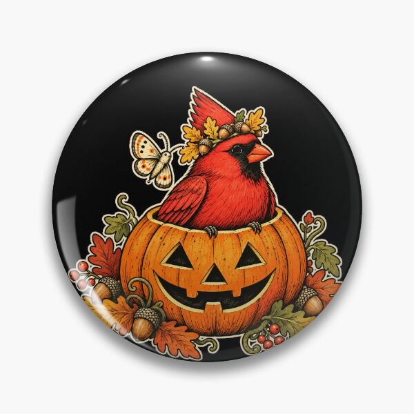 Item preview, Cardinal in a Crowned Halloween Pumpkin designed and sold by AMICO77.