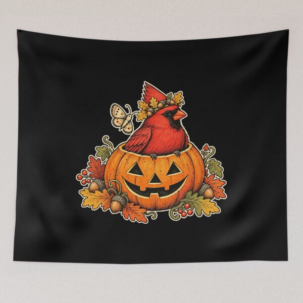 Item preview, Cardinal in a Crowned Halloween Pumpkin designed and sold by AMICO77.