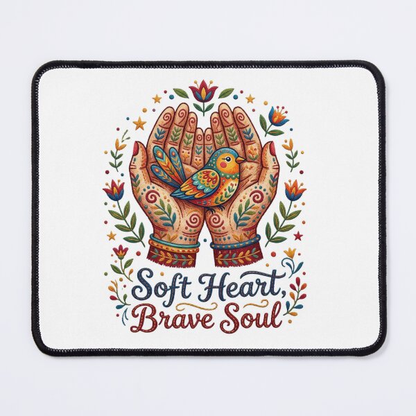 Item preview, Soft Heart Brave Soul - Vintage Folk Art Bird and Hands designed and sold by Sanan Israyilli.