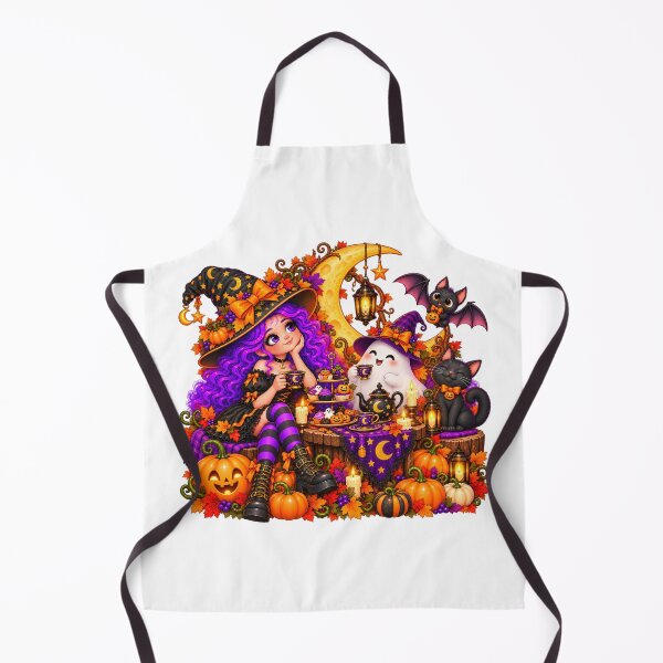 Item preview, Midnight Tea Party – Cute Witch, Ghost & Black Cat designed and sold by The Cutting Room.