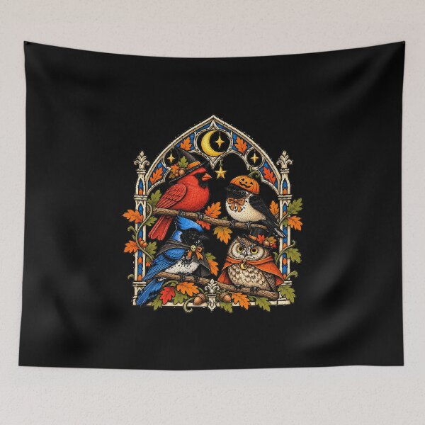 Item preview, Halloween Birds in a Gothic Window designed and sold by AMICO77.