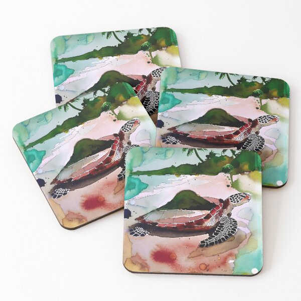 Item preview, Caribbean Sea Turtle Mount Nevis Watercolor designed and sold by eastovy.