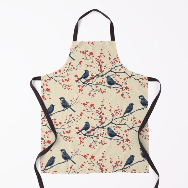 Item preview, Elegant Minimalist Birds and Red Blossom Branches Pattern designed and sold by NTGUILTY.