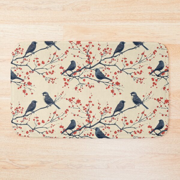 Item preview, Elegant Minimalist Birds and Red Blossom Branches Pattern designed and sold by NTGUILTY.