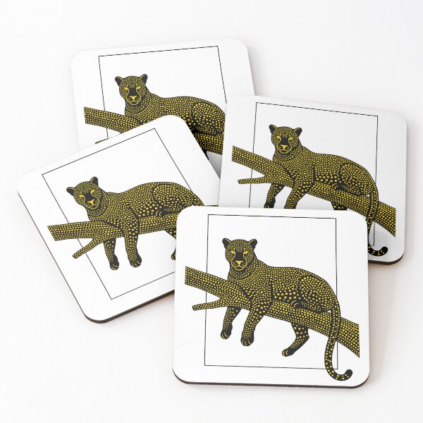 Item preview, Black Dotted Jaguar in a Tree Pointillism Illustration designed and sold by Museum Of Non-Existing Art.