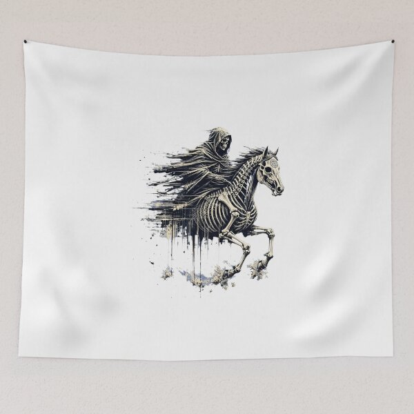 Item preview, Dark Fantasy Grim Reaper Skeleton Horse Rider Art designed and sold by  One City Two Children Studio.