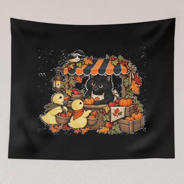 Item preview, Black Cat and Duckling Halloween Market designed and sold by AMICO77.
