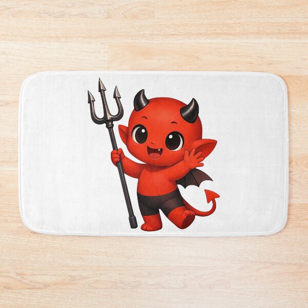 Item preview, Cheerful Red Baby Devil with Trident Shapes Mania designed and sold by Shapes-Mania.