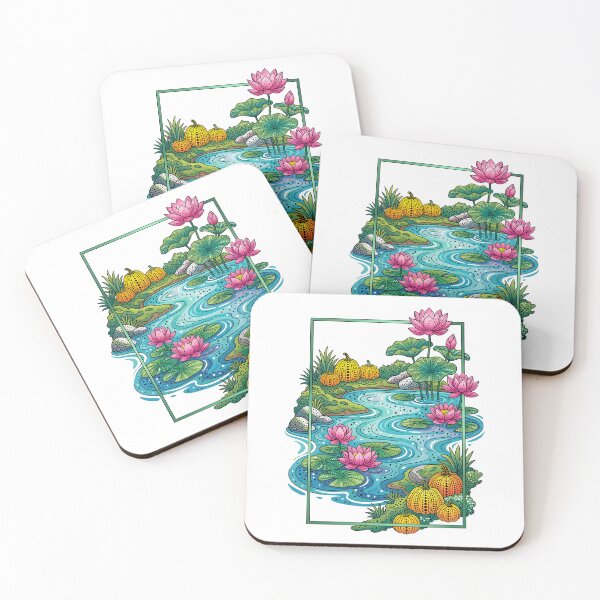 Item preview, Pumpkins and Lotus Flowers Pointillism Illustration designed and sold by Museum Of Non-Existing Art.