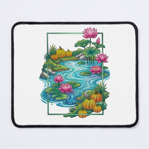 Item preview, Pumpkins and Lotus Flowers Pointillism Illustration designed and sold by Museum Of Non-Existing Art.