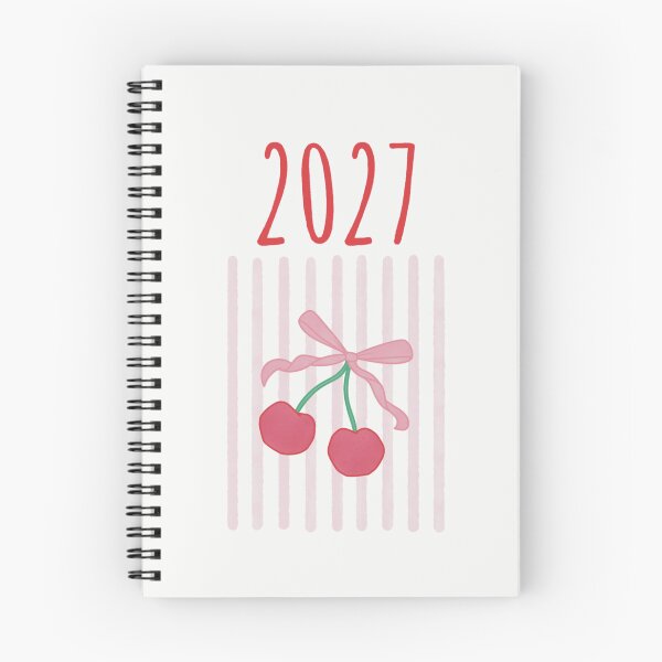 Item preview, 2027 Red Cherries with Pink Bow and Watercolour Stripes designed and sold by winterpumpkin.