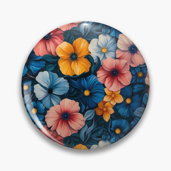 Item preview, Vibrant Colorful Floral on Dark Navy Pattern designed and sold by NTGUILTY.