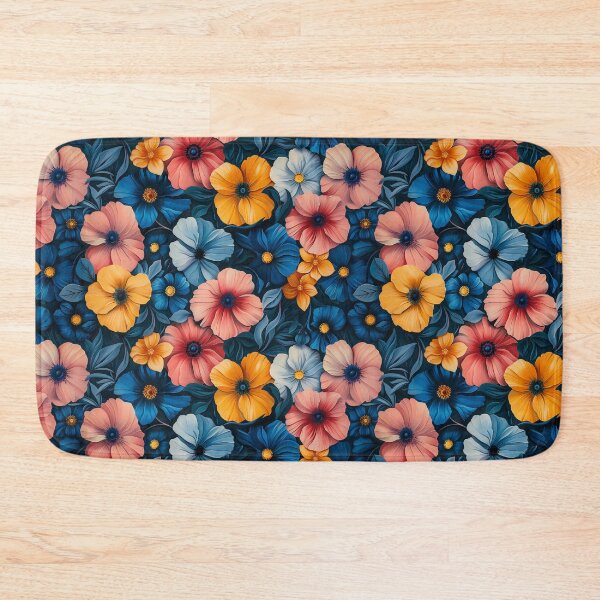 Item preview, Vibrant Colorful Floral on Dark Navy Pattern designed and sold by NTGUILTY.