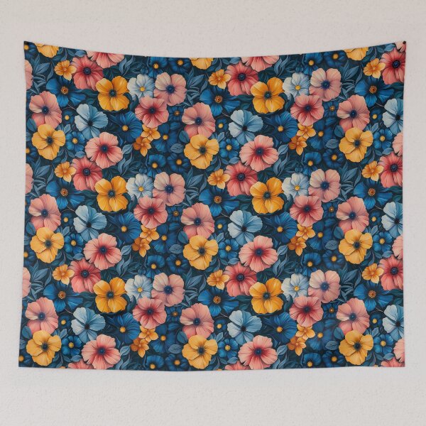 Item preview, Vibrant Colorful Floral on Dark Navy Pattern designed and sold by NTGUILTY.