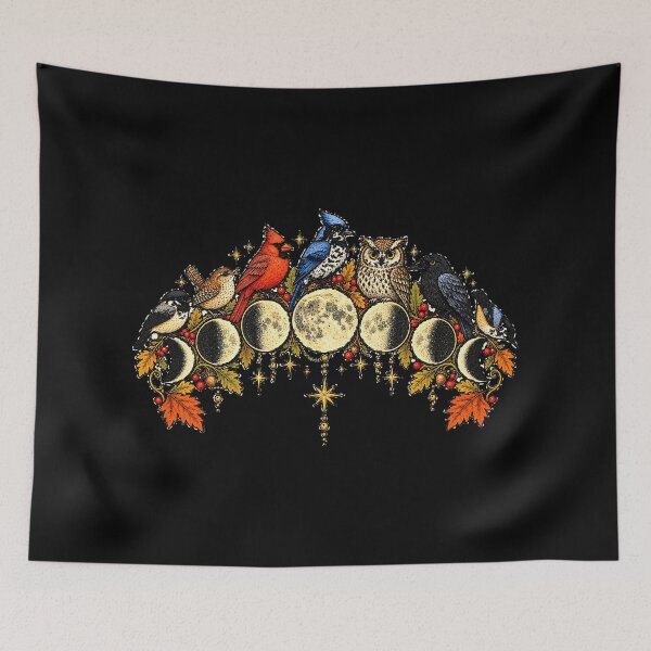 Item preview, Feathered Moon Phases With Woodland Birds designed and sold by AMICO77.