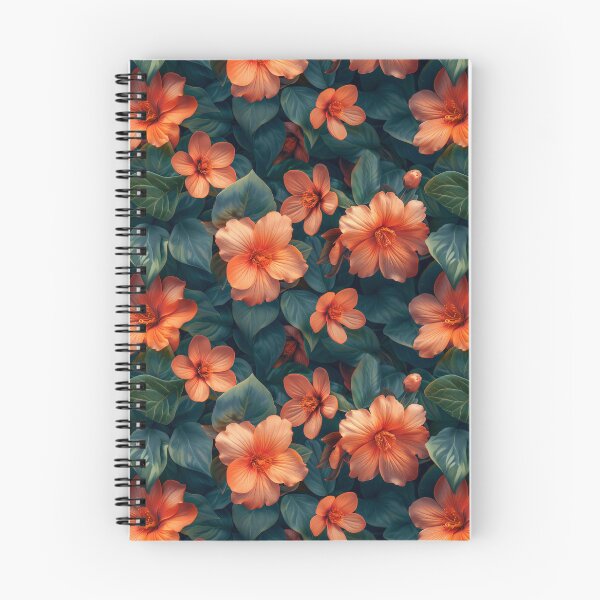 Item preview, Elegant Orange Floral and Dark Teal Leaves Pattern designed and sold by NTGUILTY.