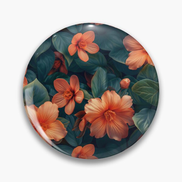 Item preview, Elegant Orange Floral and Dark Teal Leaves Pattern designed and sold by NTGUILTY.