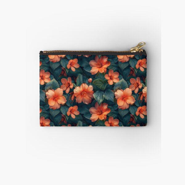 Item preview, Elegant Orange Floral and Dark Teal Leaves Pattern designed and sold by NTGUILTY.