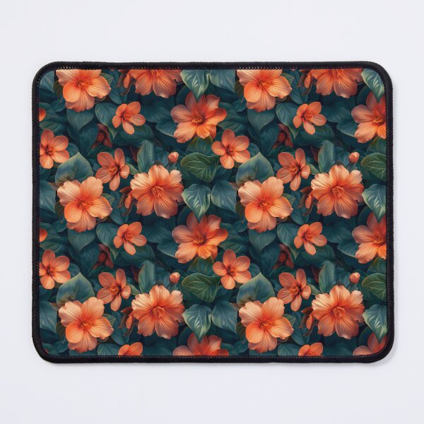 Item preview, Elegant Orange Floral and Dark Teal Leaves Pattern designed and sold by NTGUILTY.