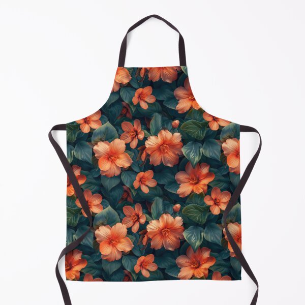 Item preview, Elegant Orange Floral and Dark Teal Leaves Pattern designed and sold by NTGUILTY.