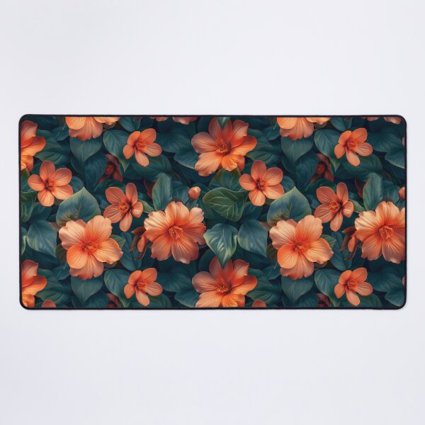 Item preview, Elegant Orange Floral and Dark Teal Leaves Pattern designed and sold by NTGUILTY.
