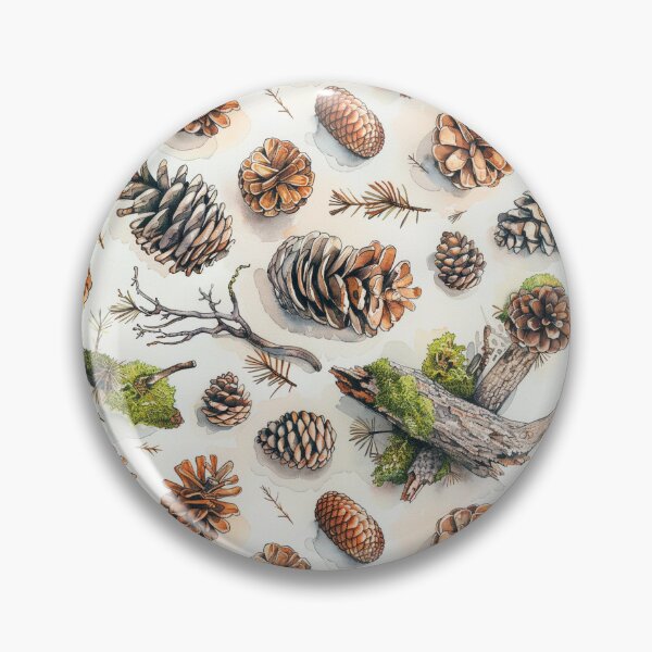 Item preview, Rustic Watercolor Pine Cone and Mossy Branch Pattern designed and sold by NTGUILTY.