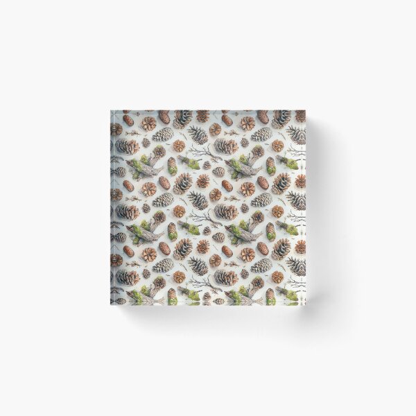 Item preview, Rustic Watercolor Pine Cone and Mossy Branch Pattern designed and sold by NTGUILTY.